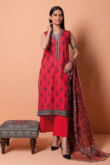 Ame22201 Red Khaadi Summer Collection 2022 Online Shopping